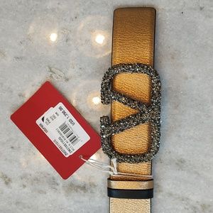 Valentino Garavani Signature Reversible belt in metallic shiny calfskin 40 mm